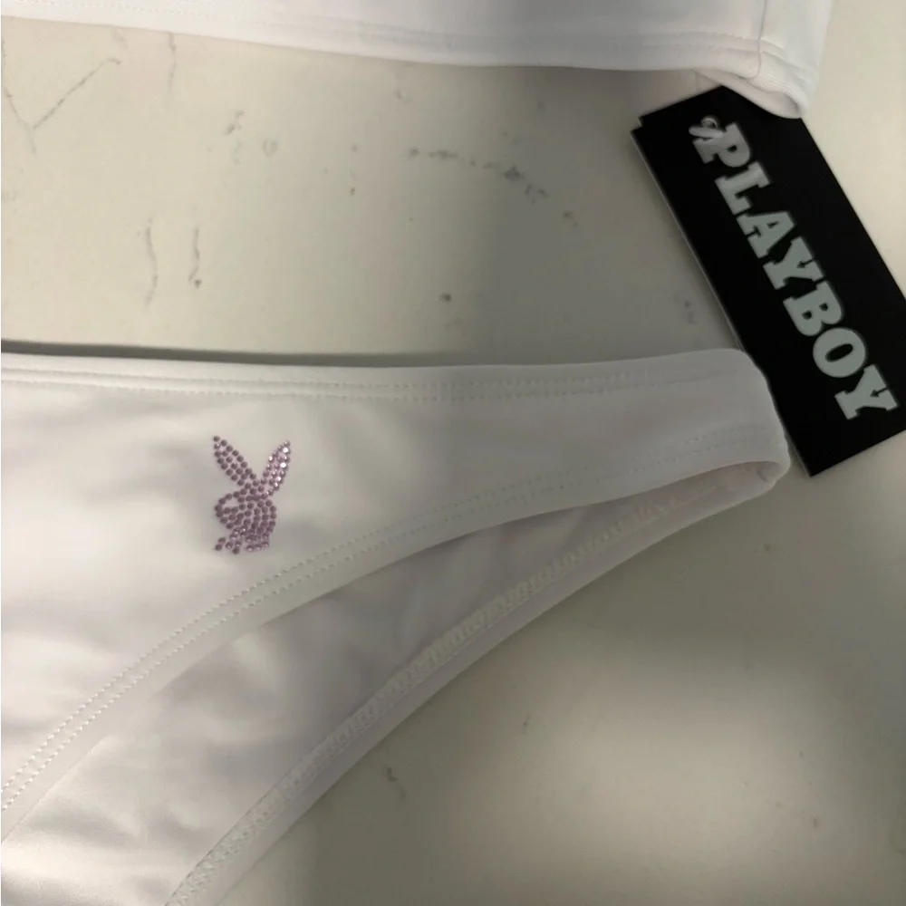 PLAYBOY White Strapless Bandeau Bikini